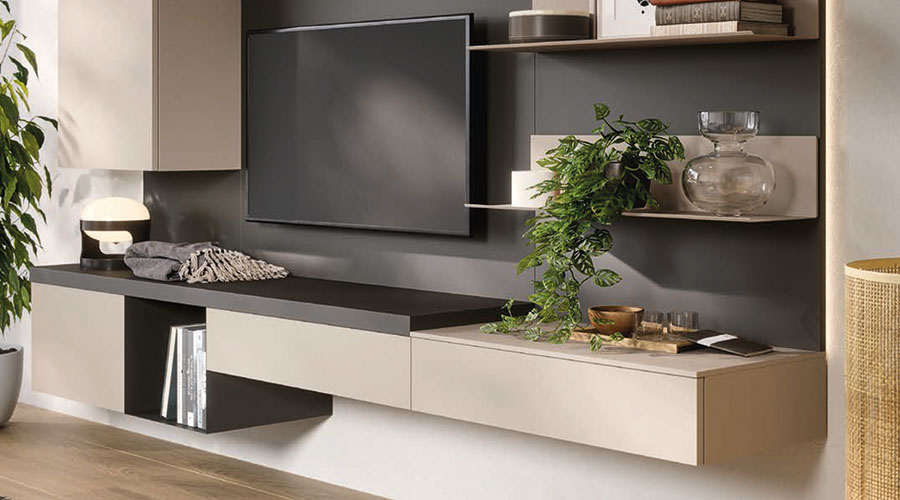 WOHNWAND.  Stil und ein Hauch von Eleganz: Das Spiel mit Volumen und Farben schafft ein Ambiente, wo man sich einfach Zuhause fühlt.  CINQUANTA3 NEU bei  Möbelhaus Wallnöfer in Naturns. 