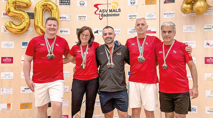  Die Master Italienmeister vom ASV MALS: Tom Scholz, Claudia Nista, Thomas Unterberger, Hannes Mair und Stefan De March
