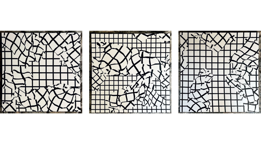 oben: Ohne Titel, 2026, Acryl auf Baumwolle