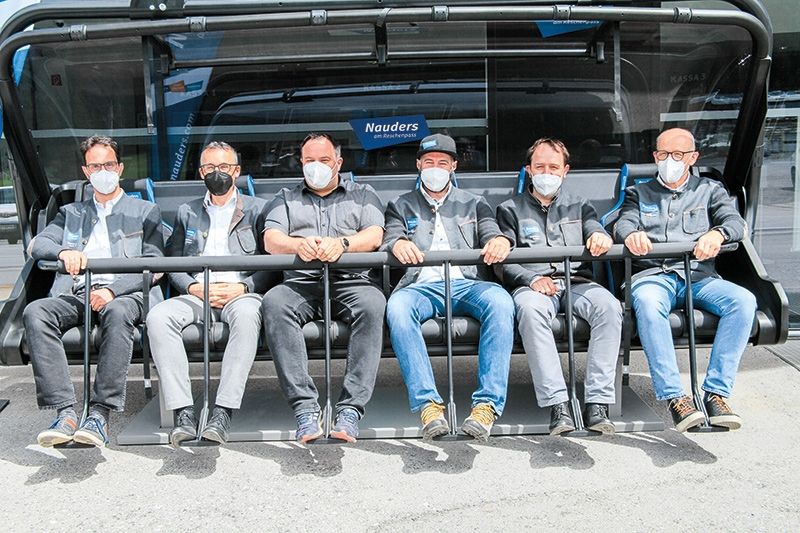 Mit großem Optimismus haben die Nauderer Bergbahnen AG große Investitionen vor, v.l.: der Aufsichtsratsvorsitzende und BM von Nauders Helmut Spöttl, Vorstand Karl Stecher, Prokurist I Michael  Schöpf, Vorstand Helmut Wolf, Prokurist II Georg Schöpf und Aufsichtsratsvize Hartmann Ploner
