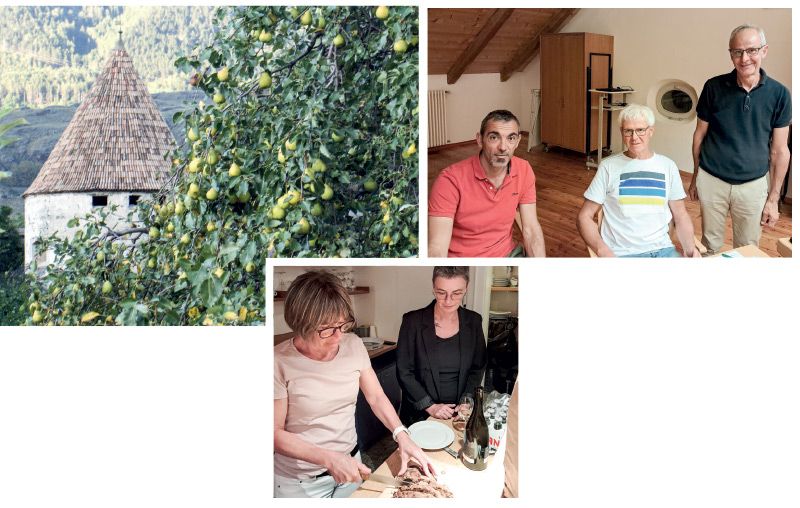 Fachmännische Begleitung vom Biologen Joachim Winkler (Bildmitte) erhielt das OK-Palabir mit Stefan Winkler und Elmar Prieth. Renate Gander und Petra Windegger servierten Palabirabrot im Anschluss an den Vortrag