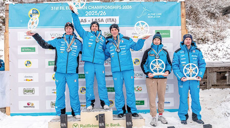 v.l.: Dreifachsieg für Italien bei den Herren: Daniel Gruber (Mitte) siegte vor Alex Oberhofer und Fabian Brunner