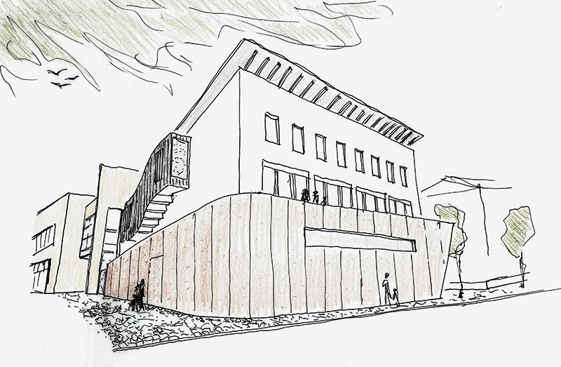 Skizze von Architekt Michael Reichegger: Neuer Look und erweiterte Funktionen des Culturforum Latsch