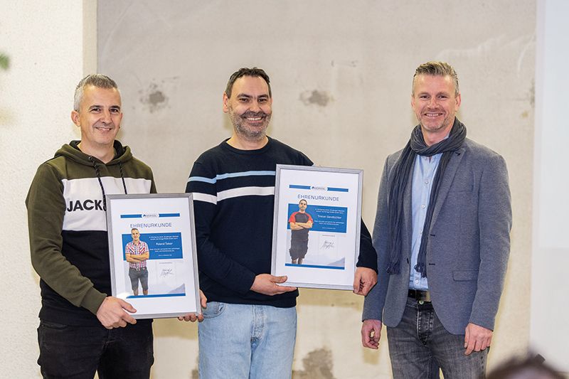 v. l. n. r.: Roland Telser (20 Jahre), Tristan Sandbichler (25 Jahre), Thomas Moriggl (Geschäftsführer)