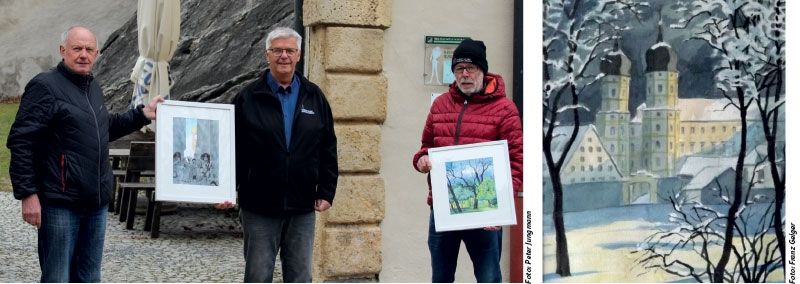 v.l.: Alois Kolp, Obmann Christian Rudig, Franz Geiger; Rechts: Stams. 