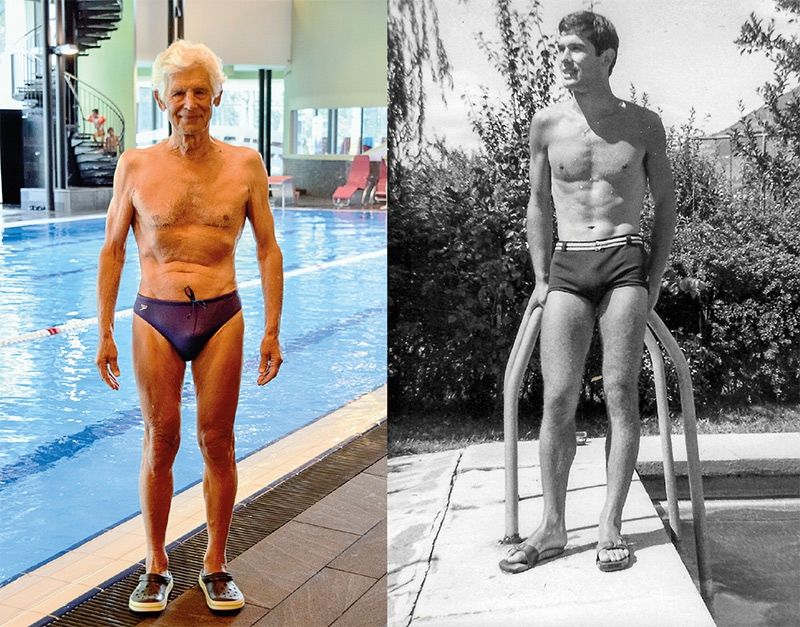 Mittlerweile ist Siegmar Trojer 80 Jahre alt und immer noch fit.  rechts: Siegmar Trojer im Alter von 20 Jahren